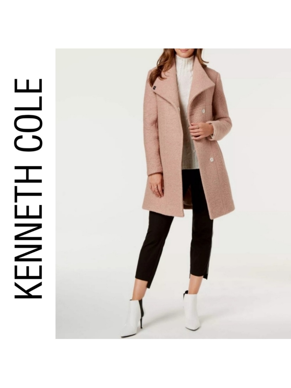 Kenneth Cole Dusty Rose Single-Breasted Wool Coat